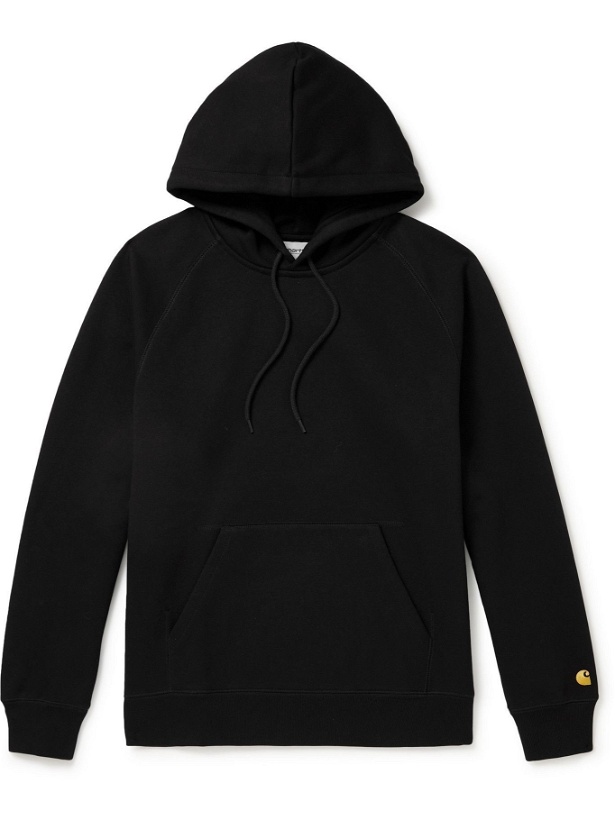 Photo: Carhartt WIP - Chase Logo-Embroidered Cotton-Blend Jersey Hoodie - Black