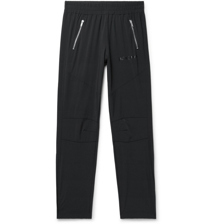 Photo: Palm Angels - Slim-Fit Logo-Print Striped Tech-Jersey Sweatpants - Men - Black
