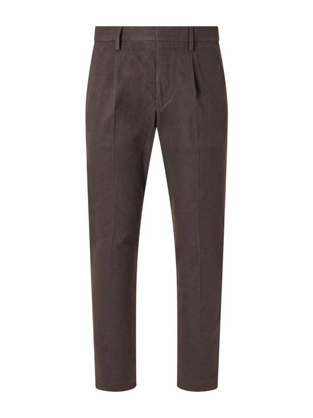 Photo: NN07 - Bill 1067 Tapered Pleated Brushed Twill Chinos - Brown