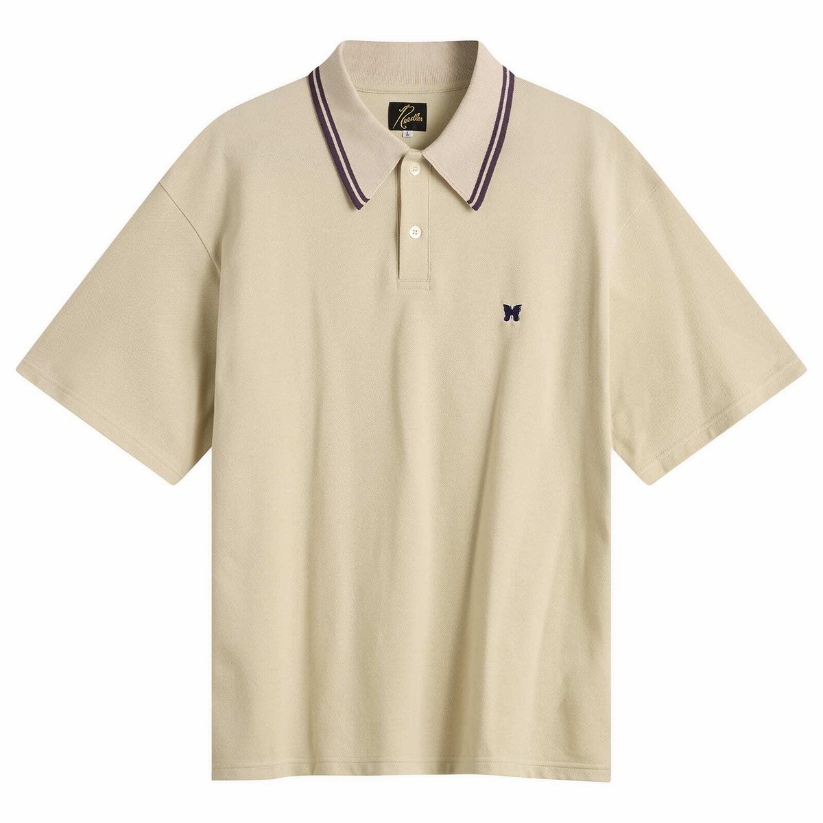 Needles Men's Pique Polo in Beige