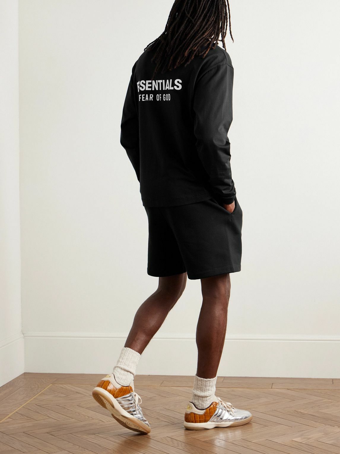 FEAR OF GOD ESSENTIALS - Logo-Appliquéd Cotton-Jersey T-Shirt - Black