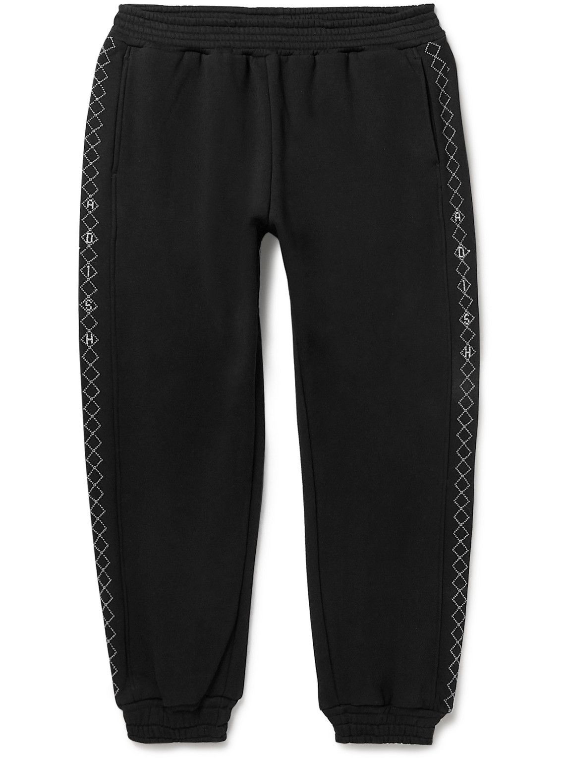Adish - Tapered Logo-Embroidered Cotton-Jersey Sweatpants - Black