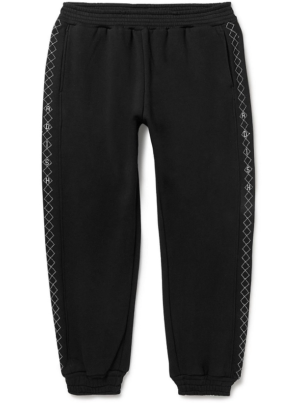 Photo: Adish - Tapered Logo-Embroidered Cotton-Jersey Sweatpants - Black