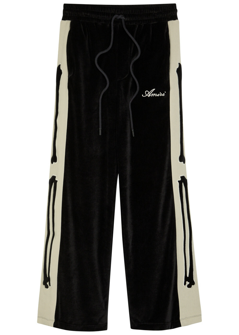 Amiri Amiri Bones Appliquéd Velour Track Pants Black Amiri