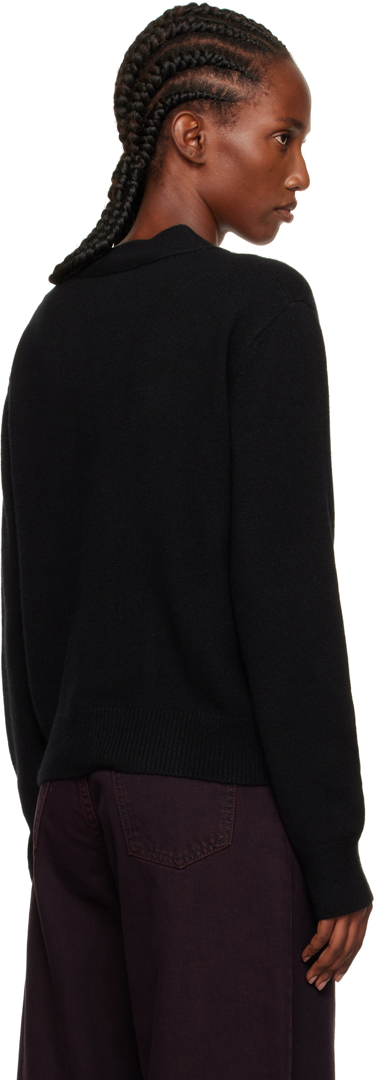 We11done Black Pocket Logo Knit Cardigan