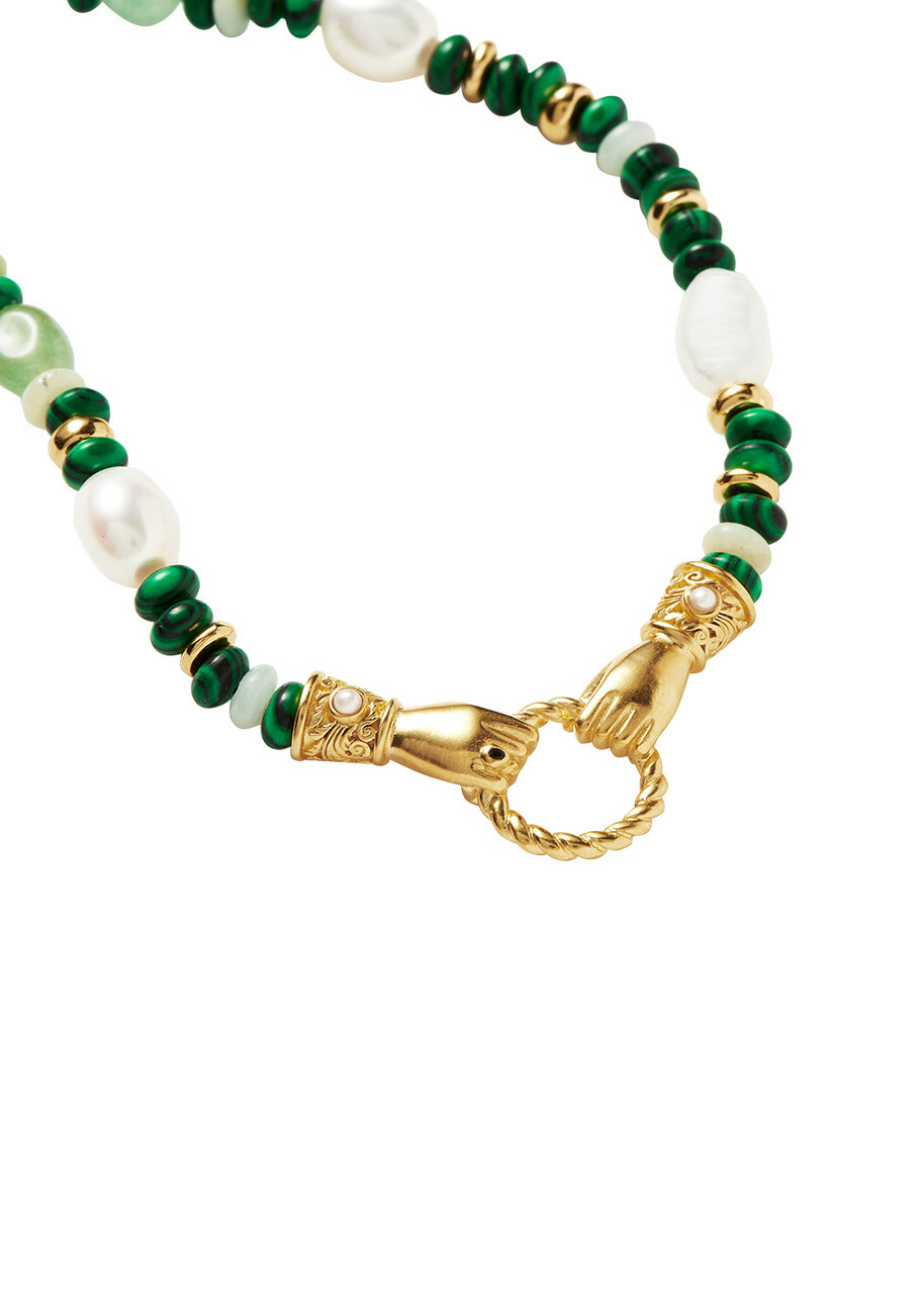 Missoma X Harris Reed In Good Hands Beaded Necklace - Green