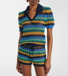 Etro Knitted striped cotton-blend crop top