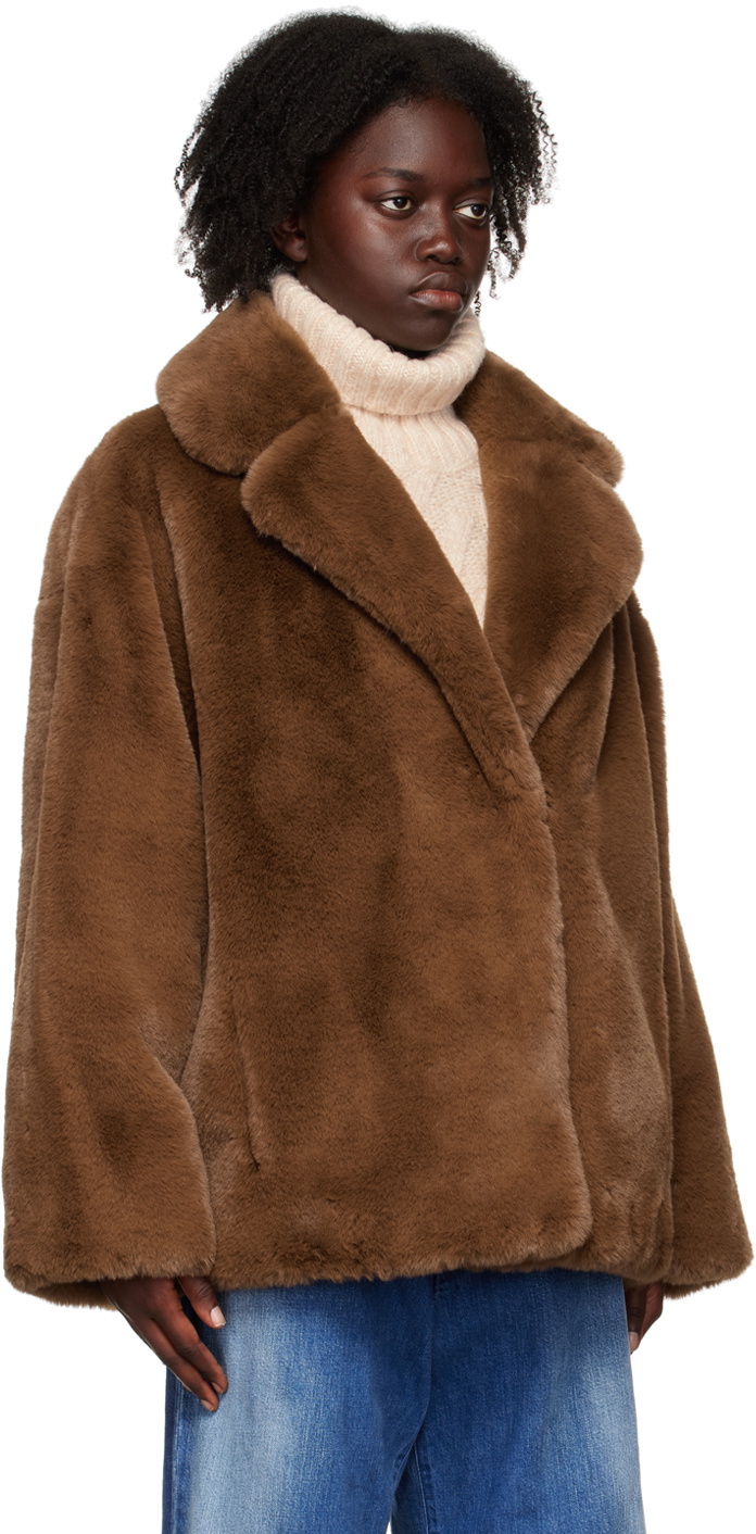 Stand Studio Brown Savannah Faux-Fur Jacket