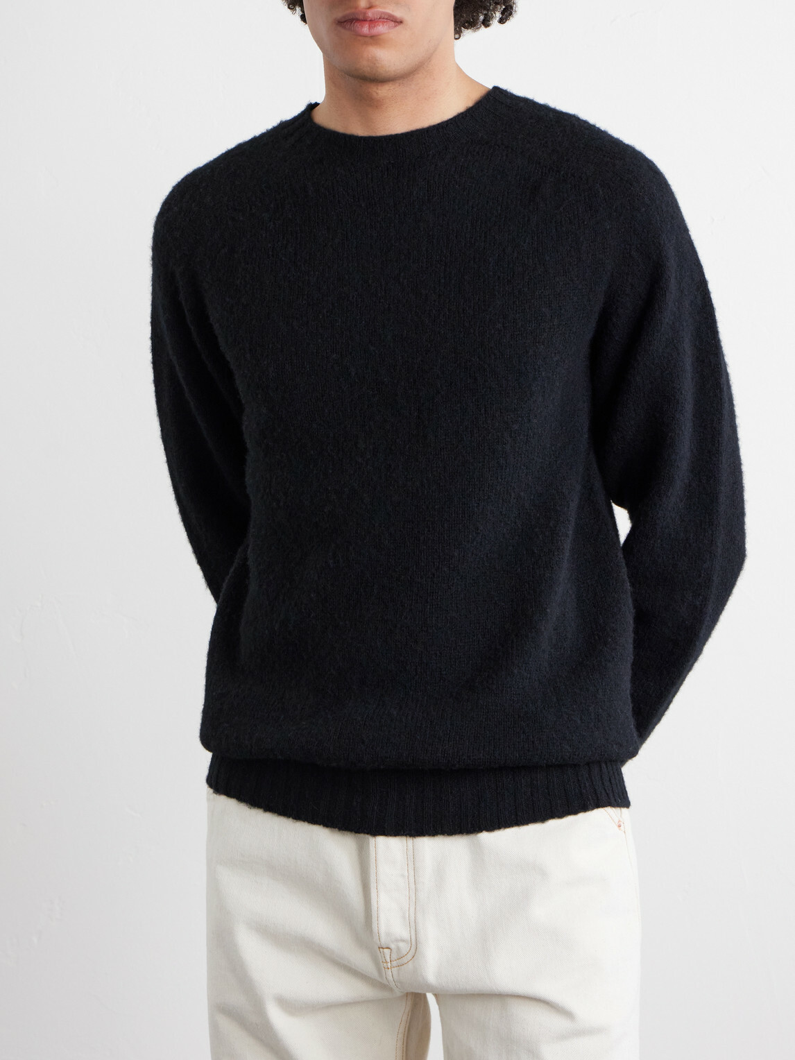 Drake's - Brushed-Wool Sweater - Black