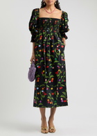 Borgo DE Nor Viona Printed Cotton Midi Dress Black