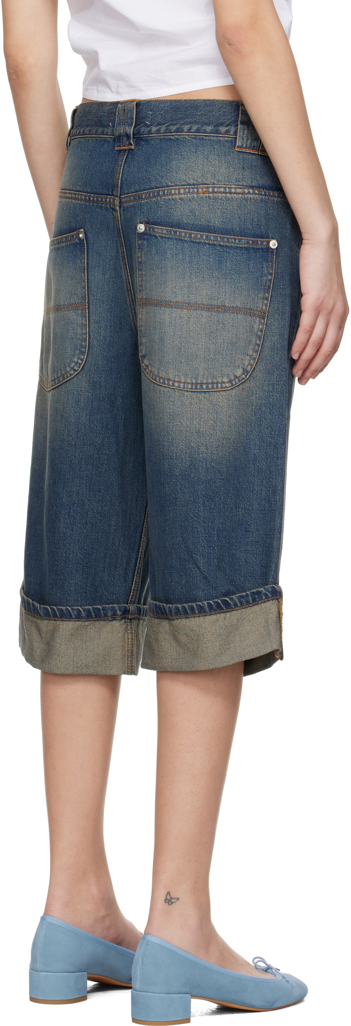 Gimaguas Blue Baggy Denim Shorts