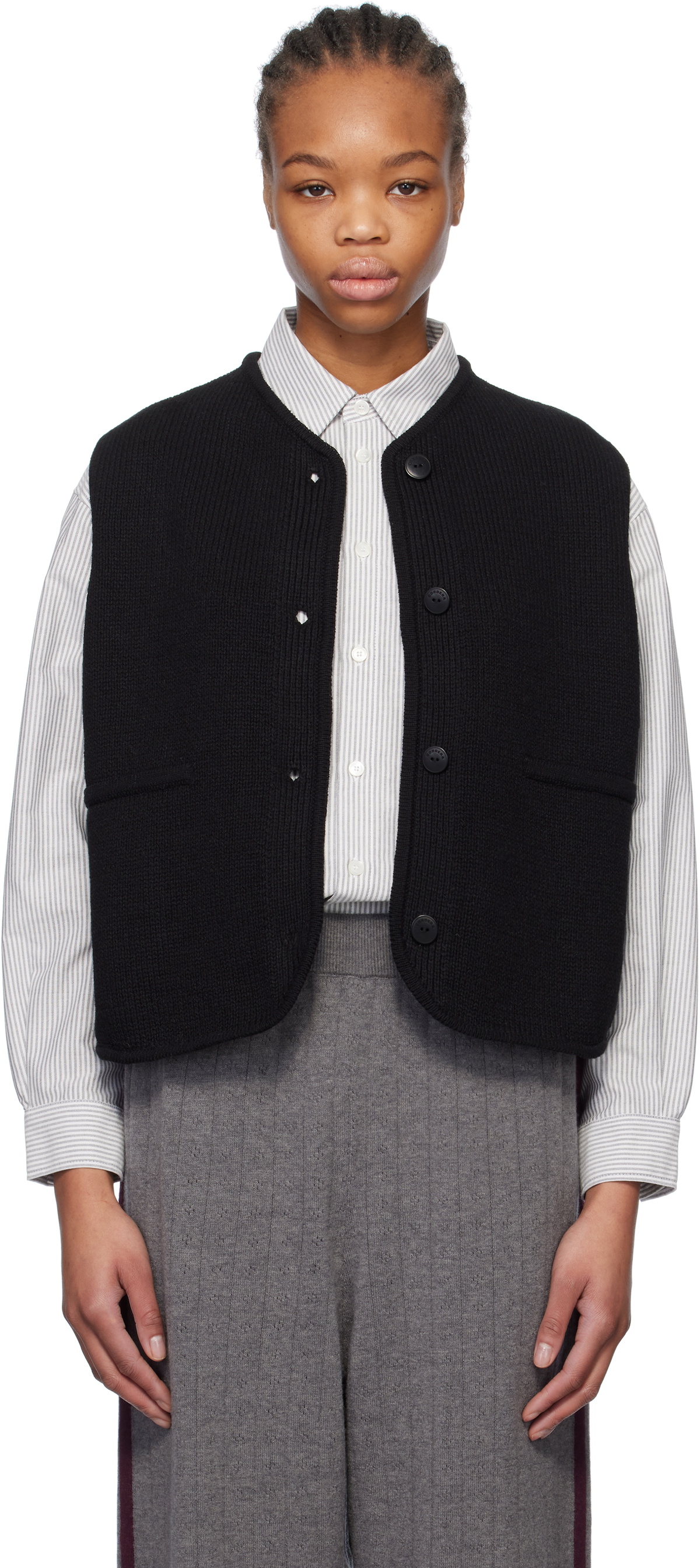 Cordera Black Boxy Cotton Vest