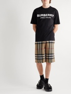 Burberry - Straight-Leg Checked Birdseye Silk and Wool-Blend Drawstring Shorts - Neutrals