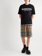 Burberry - Straight-Leg Checked Birdseye Silk and Wool-Blend Drawstring Shorts - Neutrals
