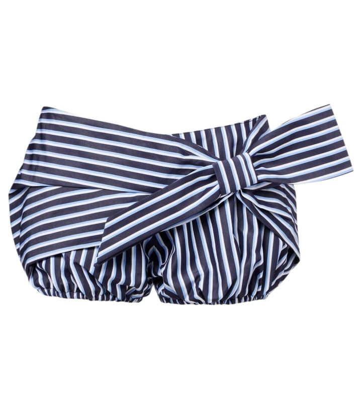 Photo: Rabanne Bow-detail striped cotton shorts