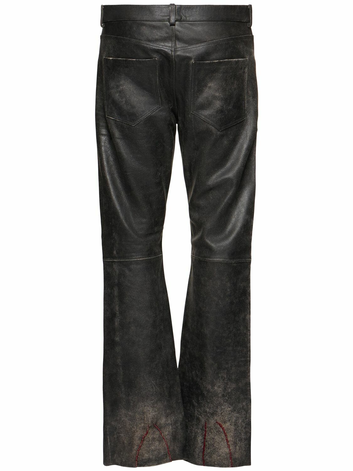 ENFANTS RICHES DÉPRIMÉS Distressed Flared Raw Hem Leather Pants