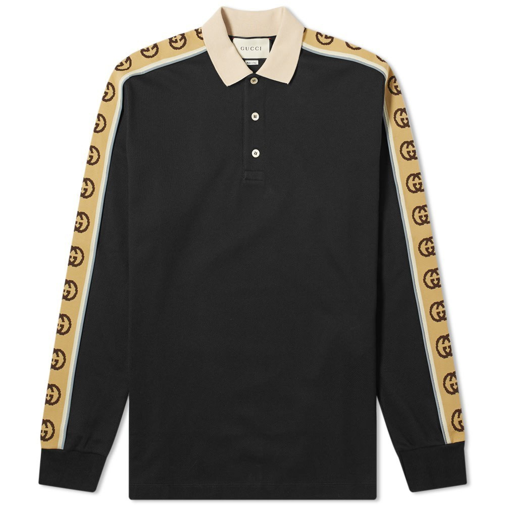 overbelastning puls Foranderlig Gucci Long Sleeve Taped Logo Polo Shirt Gucci
