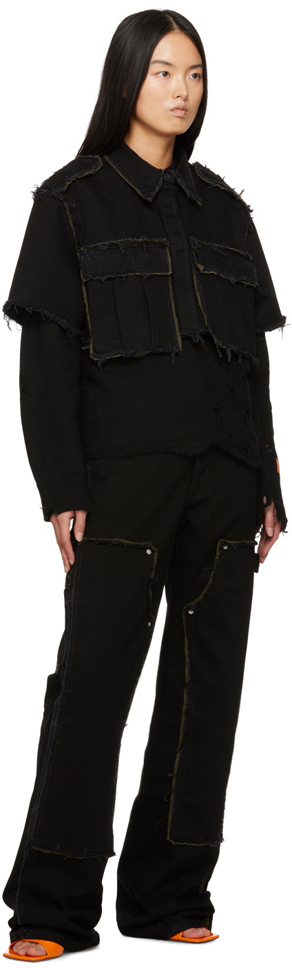 Heron Preston Black Shredded Sweater
