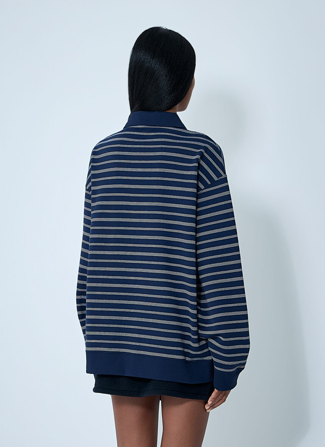 Miu Miu Striped ZIp-Up Polo Shirt
