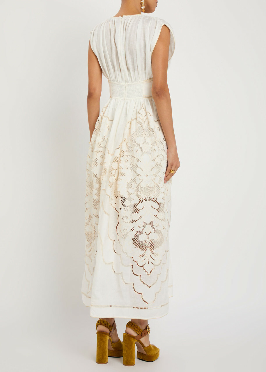 Zimmermann Daylight Embroidered Woven Maxi Dress Cream