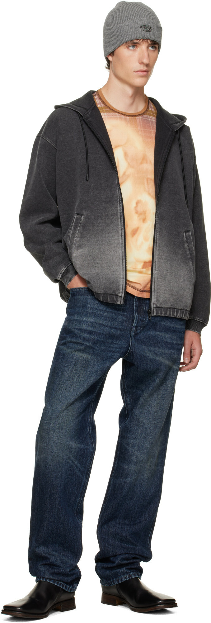 Diesel Gray Dégradé-Effect Scuba Hoodie