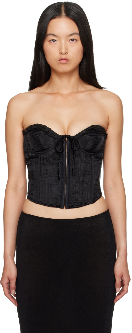 GUIZIO Black Pintuck Corset