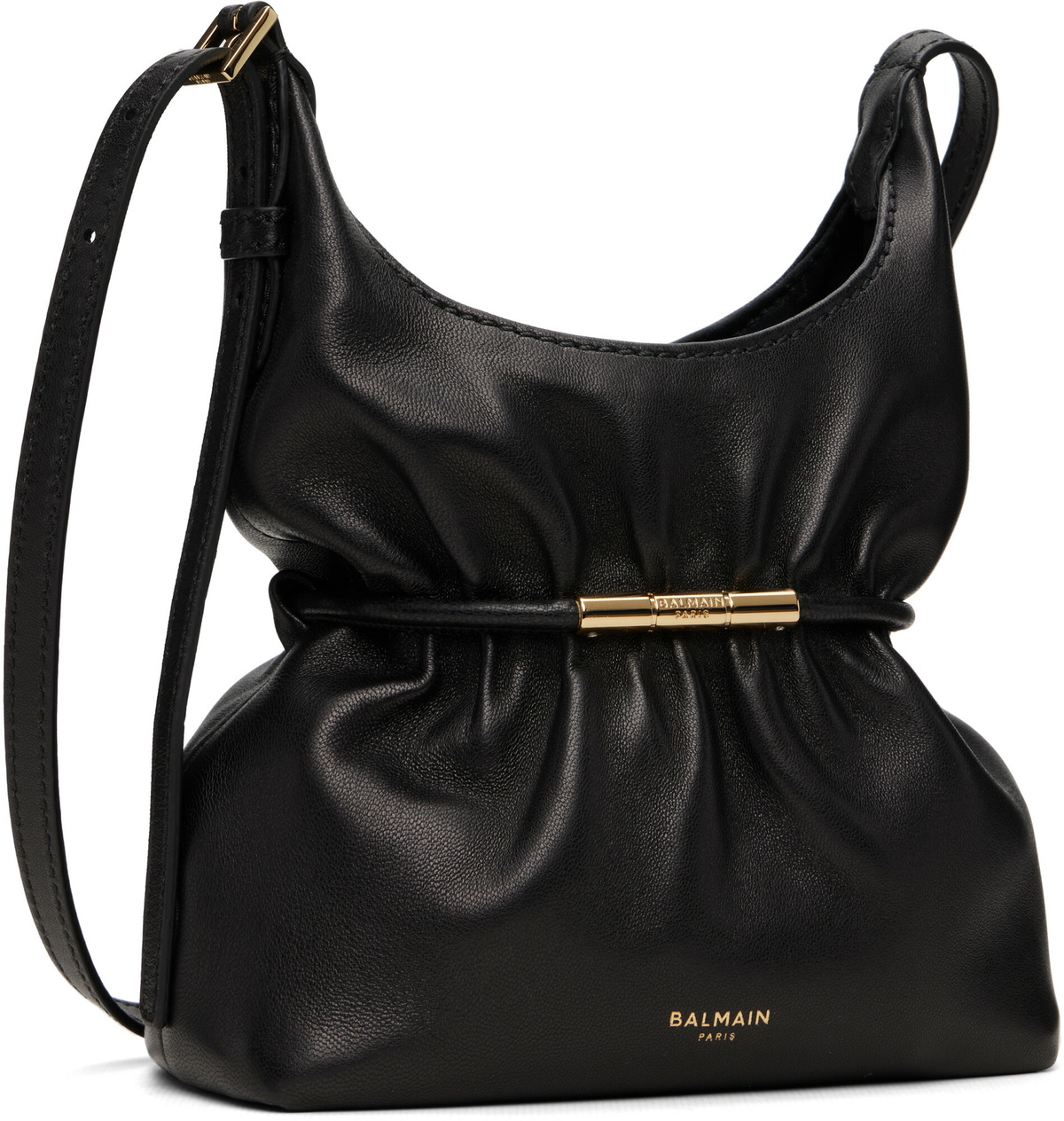 BALMAIN Black Sphynx Mini Smooth Leather Bag