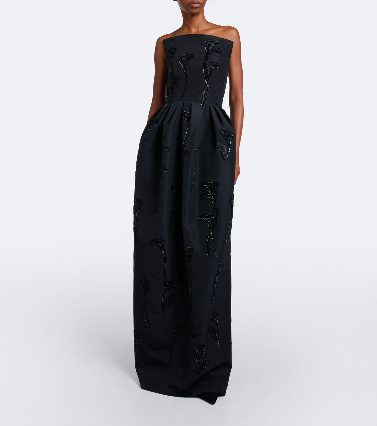 Carolina Herrera Embellished strapless silk bustier gown