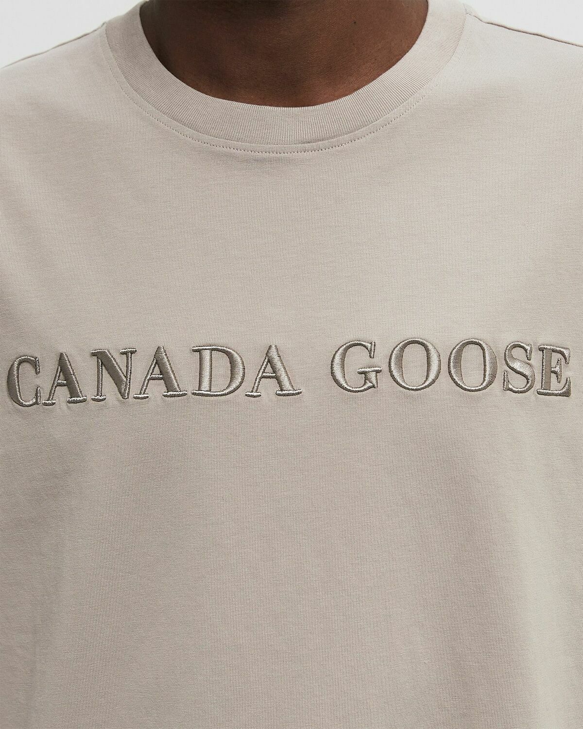 Canada Goose Emersen T-Shirt Embroidered Wordmark Beige Mens Shortsleefe