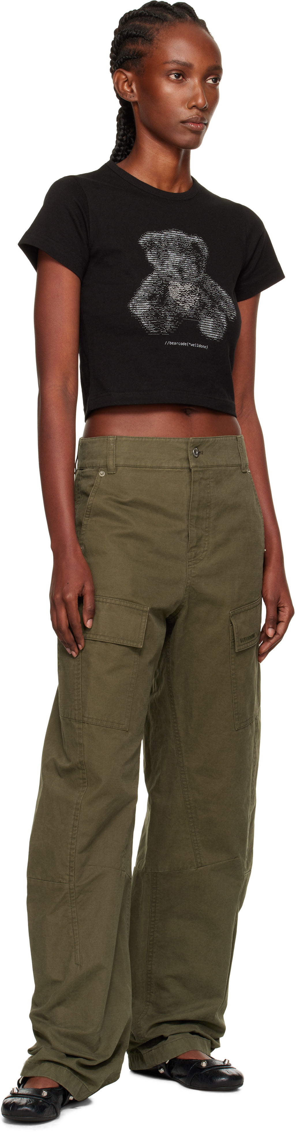 We11done Khaki Curved Trousers