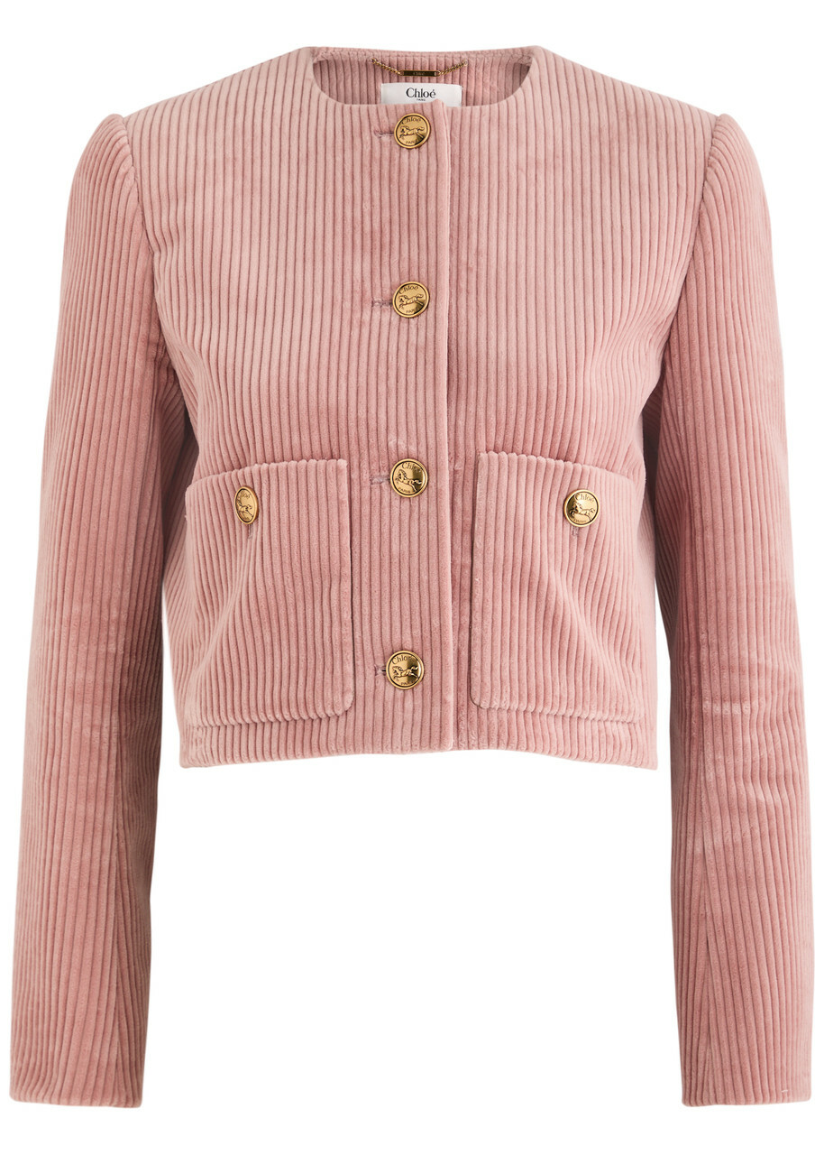 Chloe Cropped Corduroy Jacket Pink