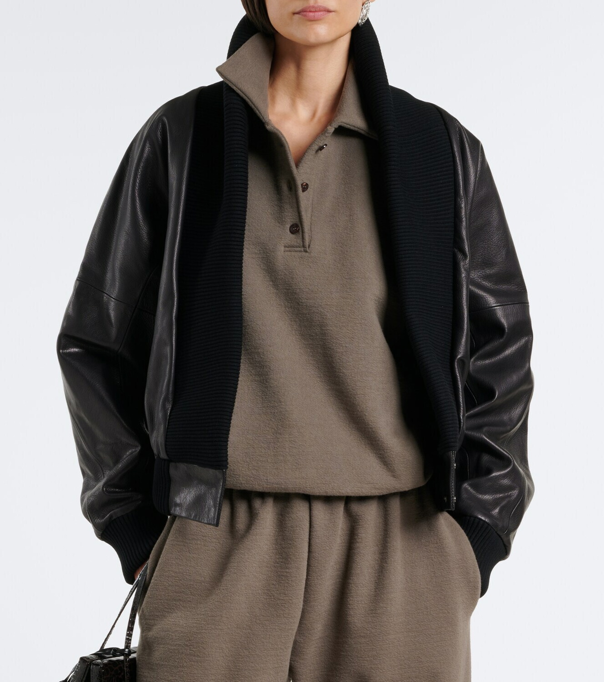 Magda Butrym Cotton-blend fleece polo sweater