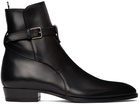 Saint Laurent Black Smooth Wyatt Jodhpur Boots