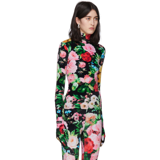 Richard Quinn Black Floral Turtleneck