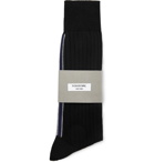 Thom Browne - Striped Ribbed Cotton Socks - Black