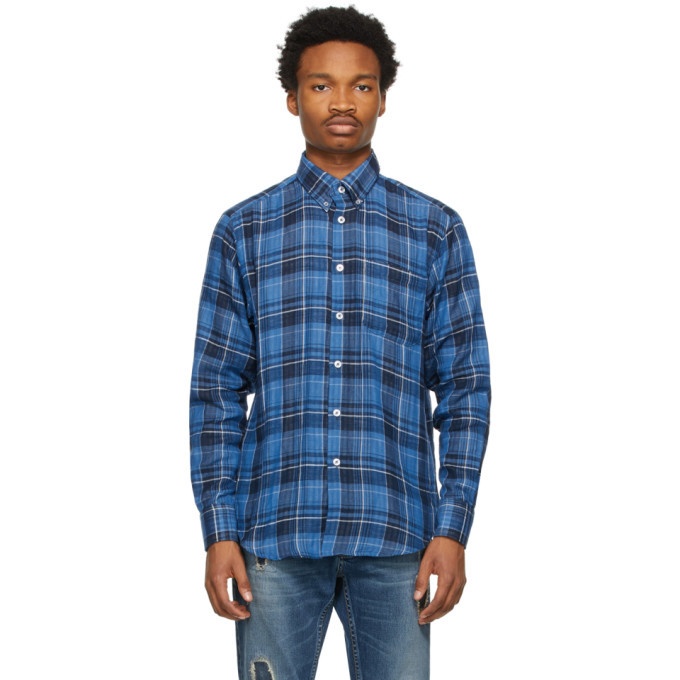 Photo: Naked and Famous Denim Blue Check Double-Faced Shirt
