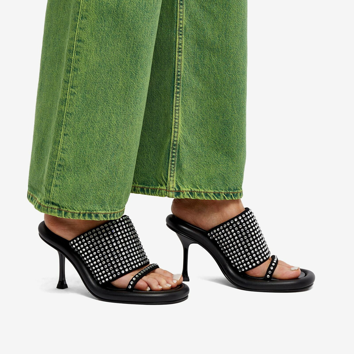 JW Anderson Women's Bumper Heeled Crystal Mule in Black JW
