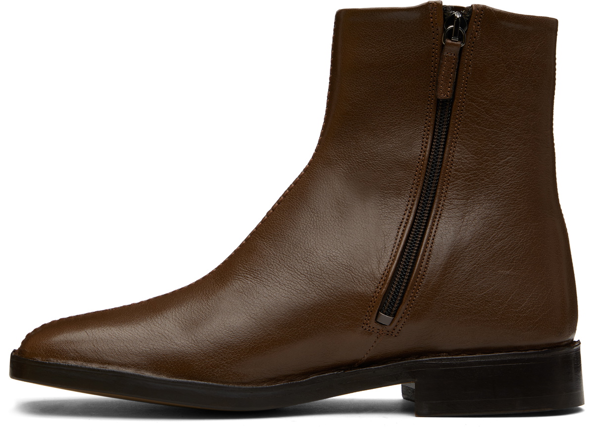 LEMAIRE Brown Piped Zipped Boots Lemaire