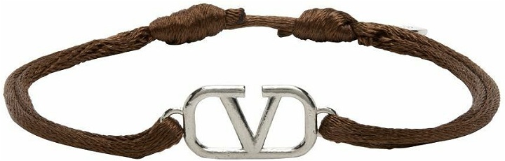 Photo: Valentino Garavani Brown V-Logo Bracelet