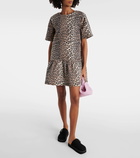 Ganni Leopard-print denim minidress