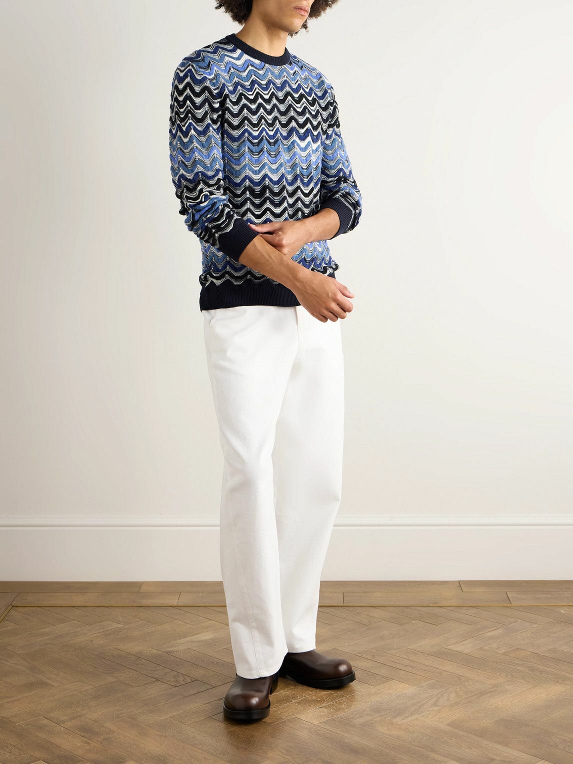 Missoni - Slim-Fit Striped Wool Sweater - Blue