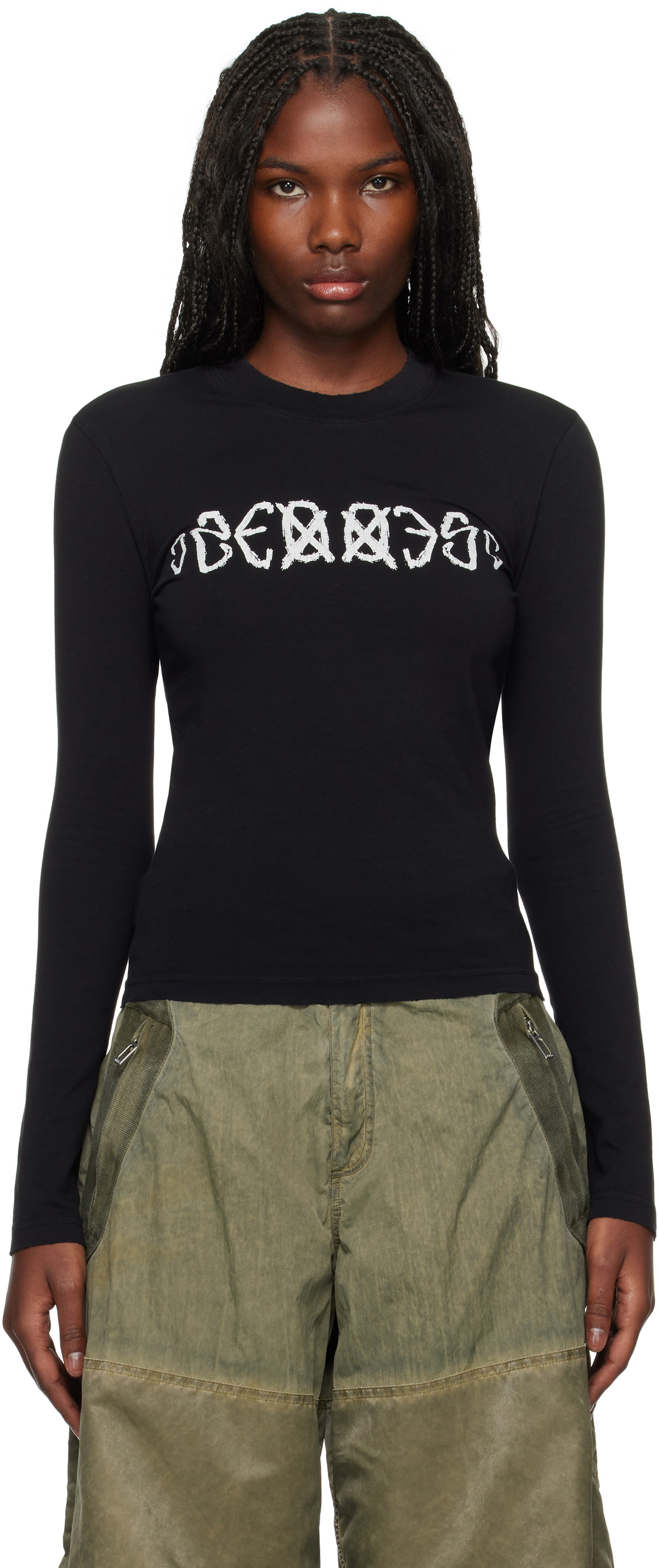 032c Black Nerve Shatter Boxy Longsleeve T-shirt 032c