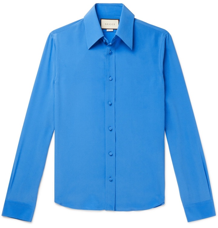 Photo: Gucci - Silk-Crepe Shirt - Blue