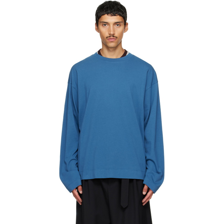 Photo: Dries Van Noten Blue Long Sleeve Cotton T-shirt