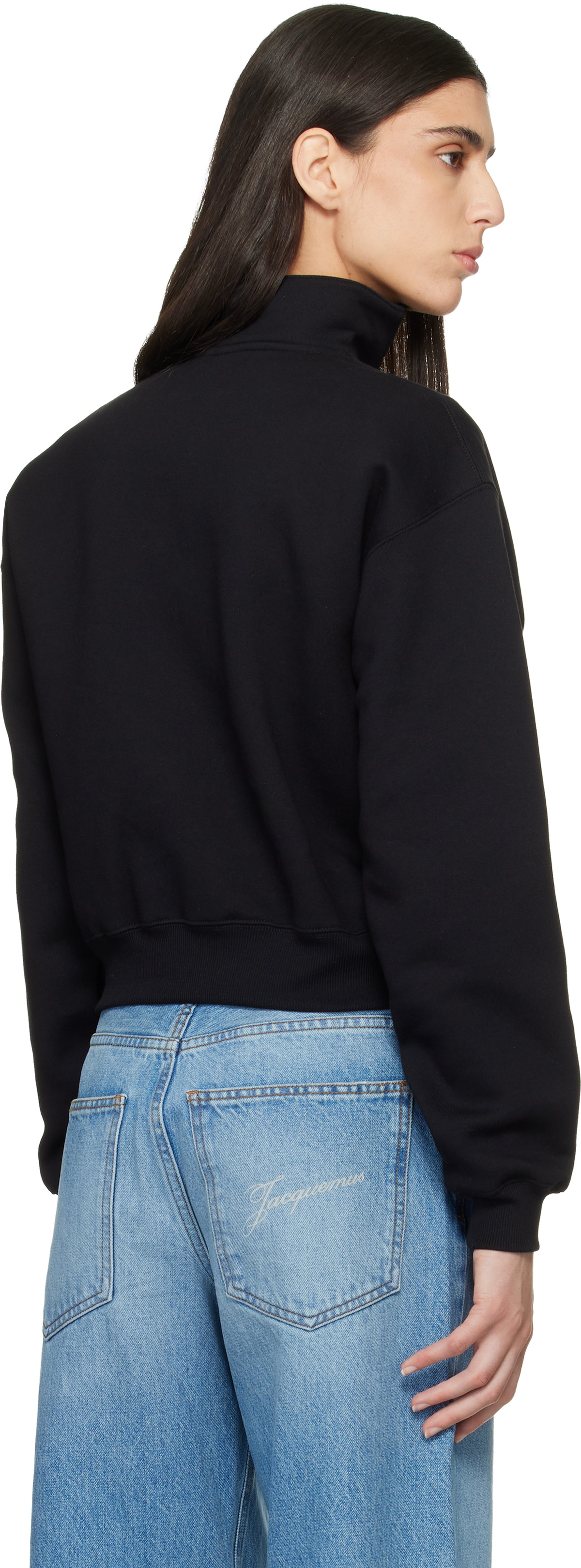 JACQUEMUS Black 'The Gros Grain zipped-rollneck' Sweatshirt