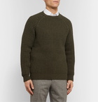 Kingsman - Waffle-Knit Wool and Cashmere-Blend Sweater - Green