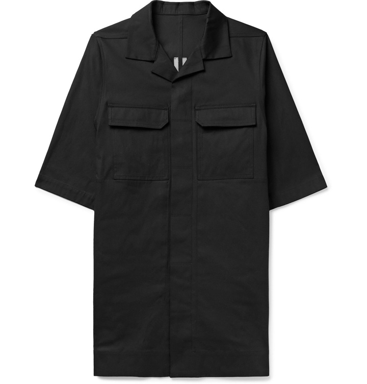 Photo: RICK OWENS - Magnum Camp-Collar Cotton-Blend Shirt - Black