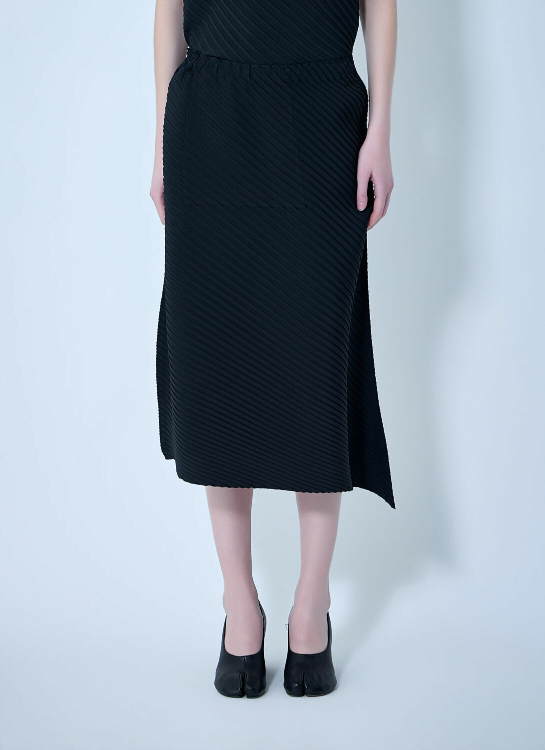 Issey Miyake Diagonal Textured Midi Skirt