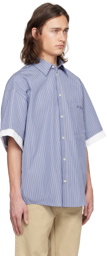 Le PÈRE Blue & White Double Short Sleeve Shirt
