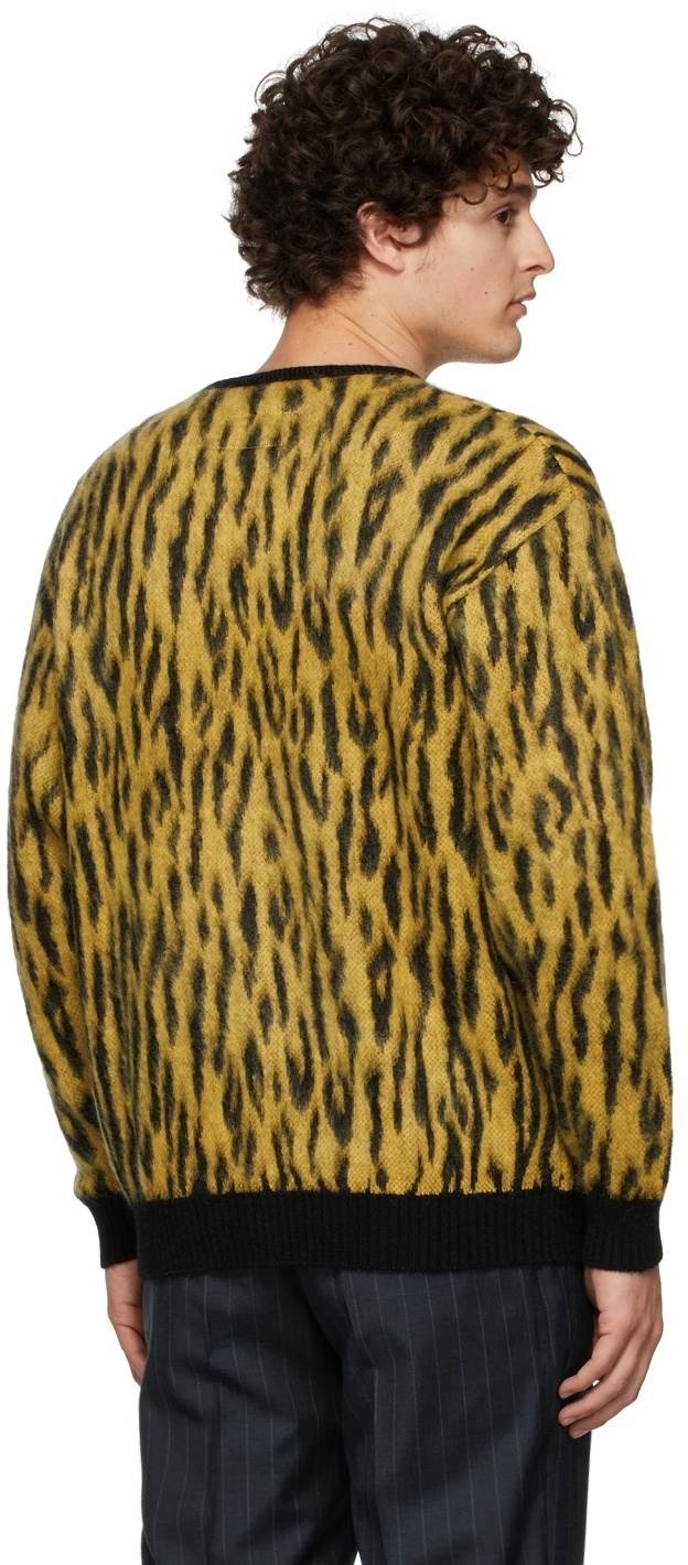 WACKO MARIA Yellow Leopard Mohair 'Guilty Parties' Cardigan Wacko 